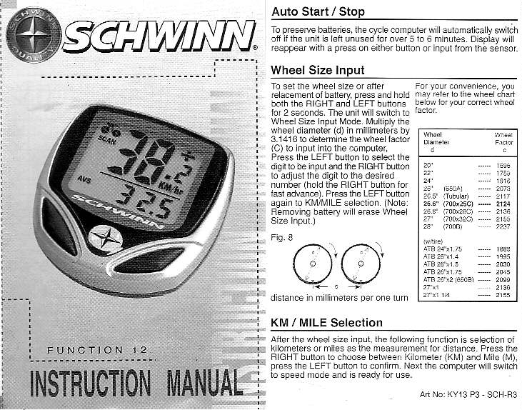 Bicycle Speedometer Calibration Chart